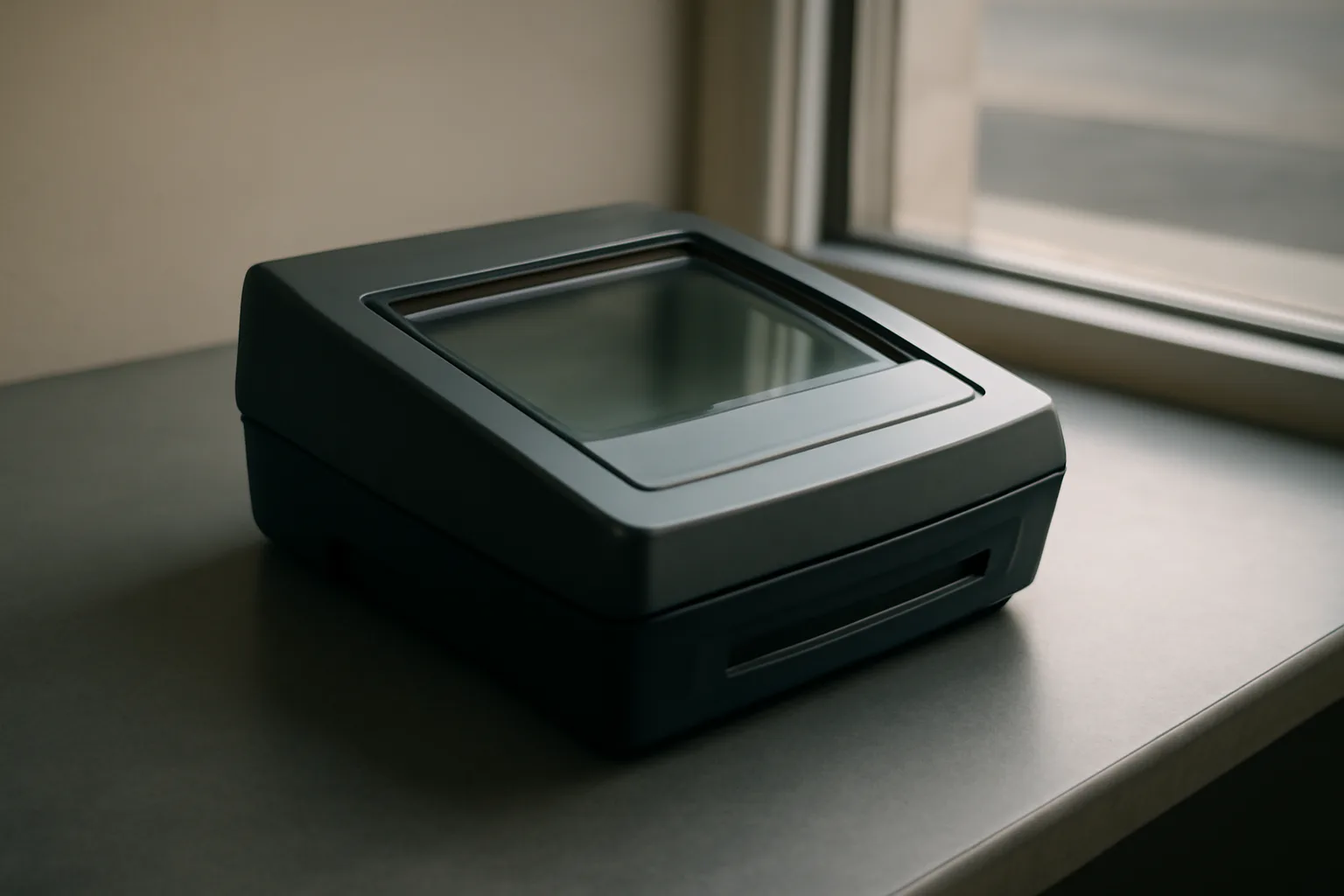 FBI-certified live-scan fingerprint scanner on a desk in an Alabama office
