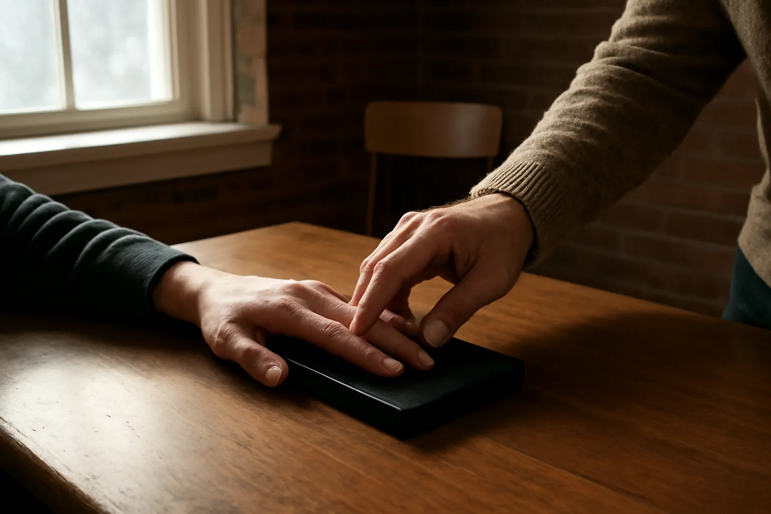 Hands capturing live-scan fingerprints on a glass platen in Indiana